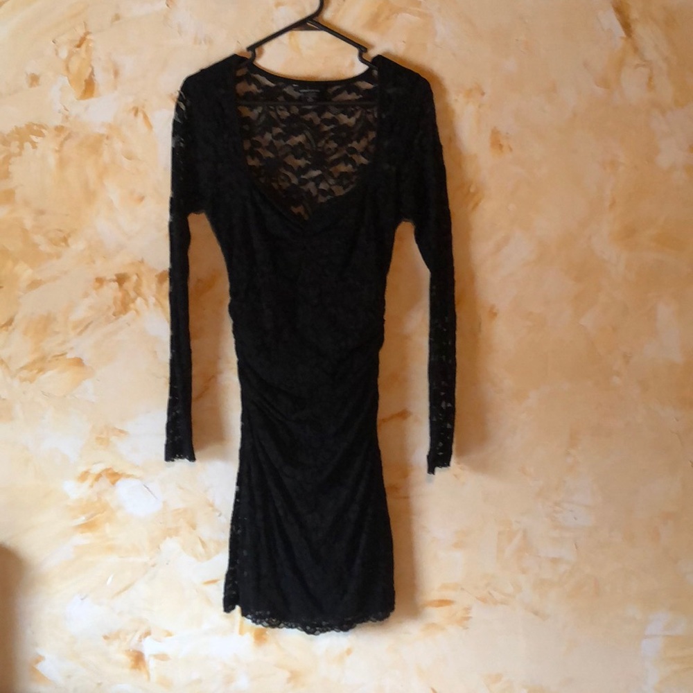 Black lace midi dress